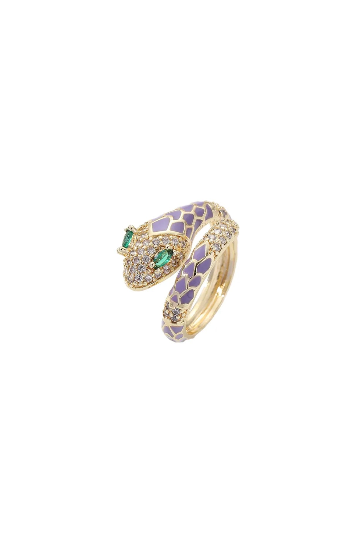 Gold Plated Purple Serpent Snake Ring