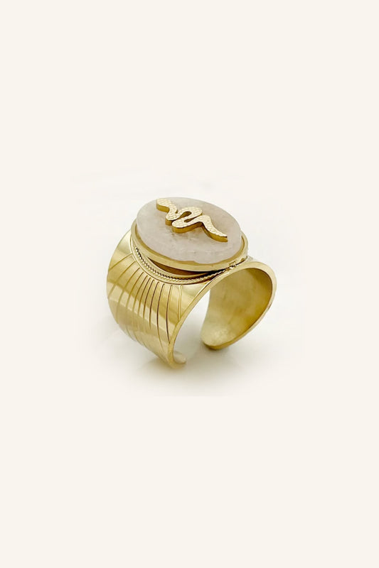 Gold Plated Natural Stone Serpent Snake Ring