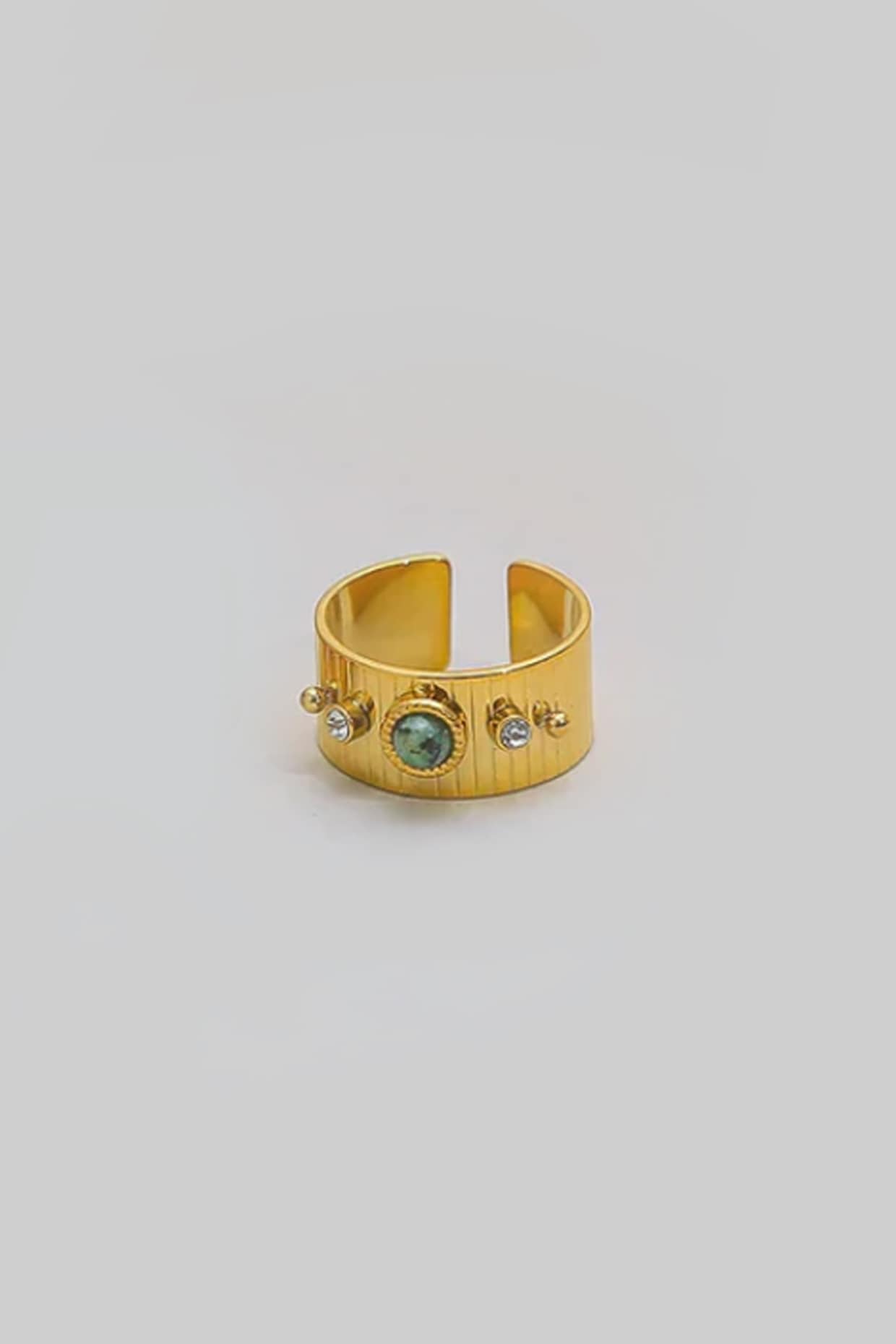 Gold Plated Marble Stone Ring