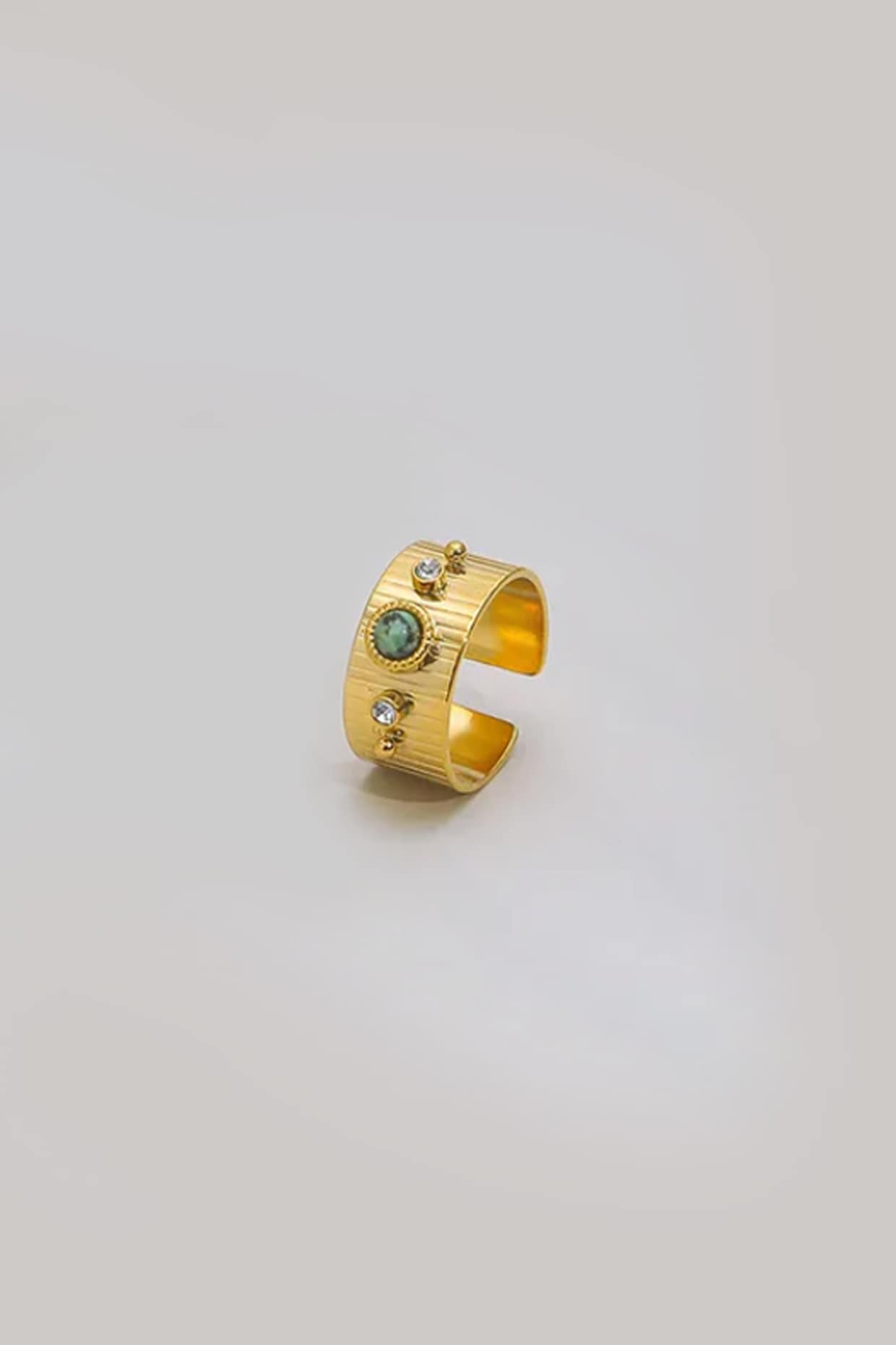 Gold Plated Marble Stone Ring