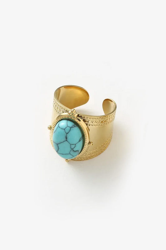 Gold Plated Turquoise Stone Ring