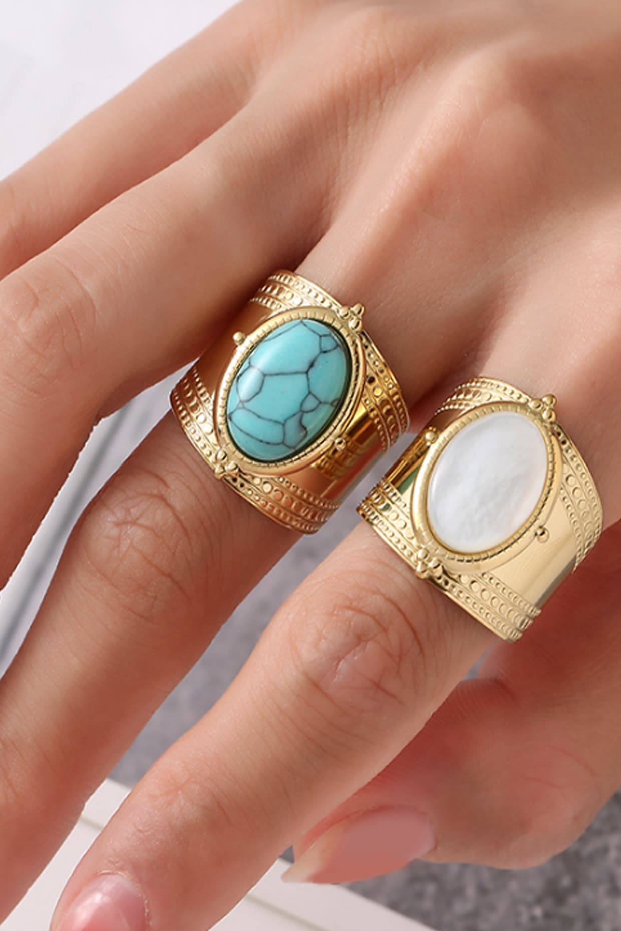 Gold Plated Turquoise Stone Ring