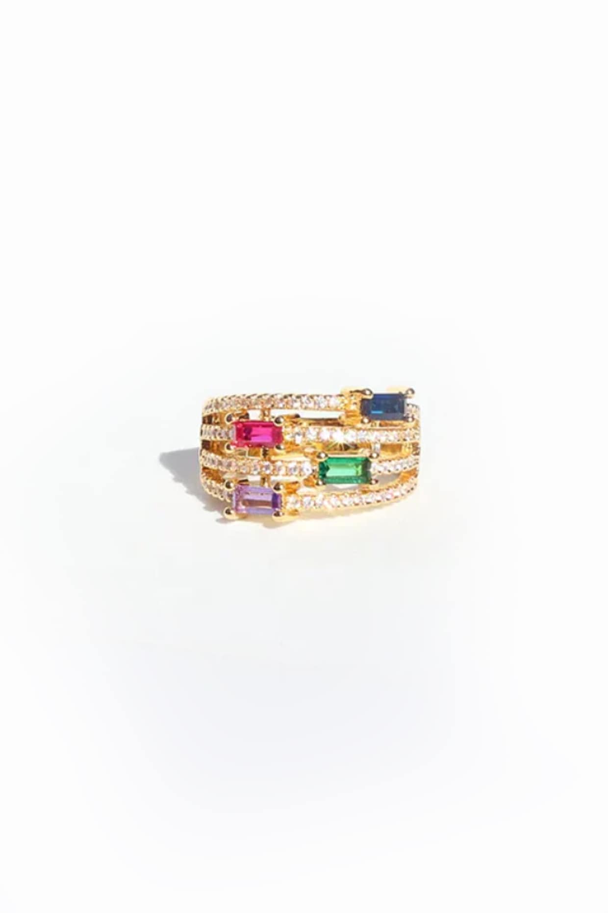 Gold Plated Multi-Colored Zircon Ring