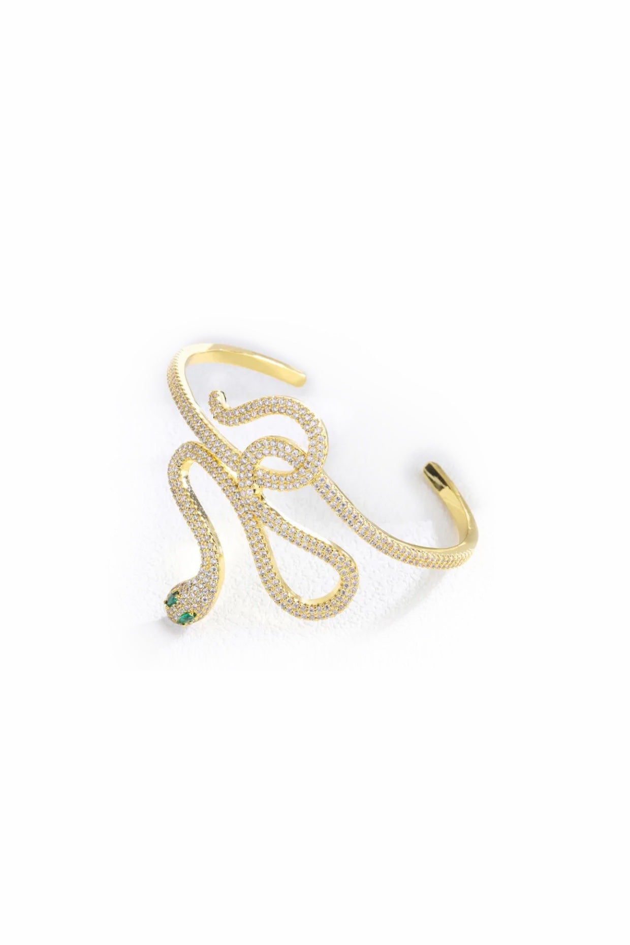 Gold Plated Zircon Serpent Adjustable Bangle