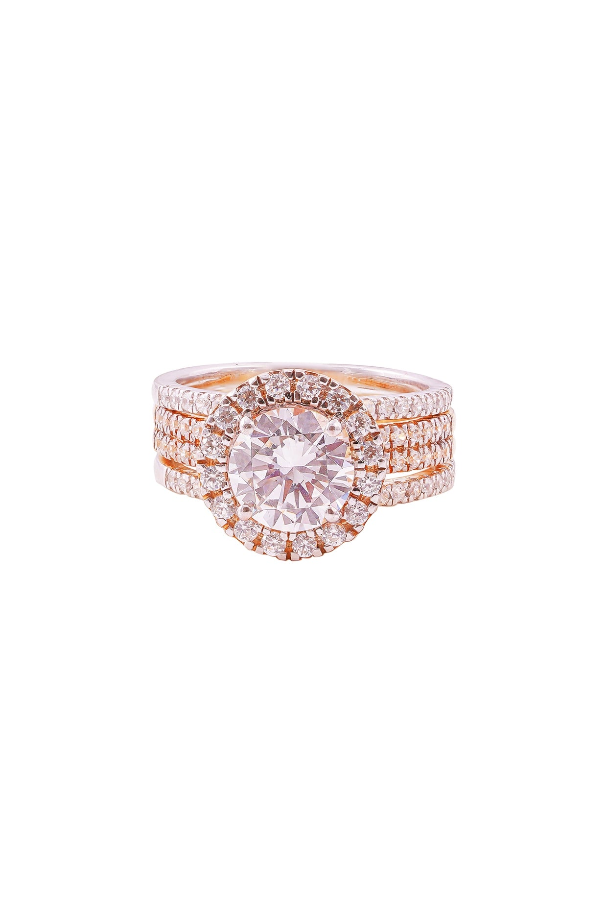 Rose Gold Finish 2-Carat Cubic Zirconia Solitaire Ring In sterling Silver