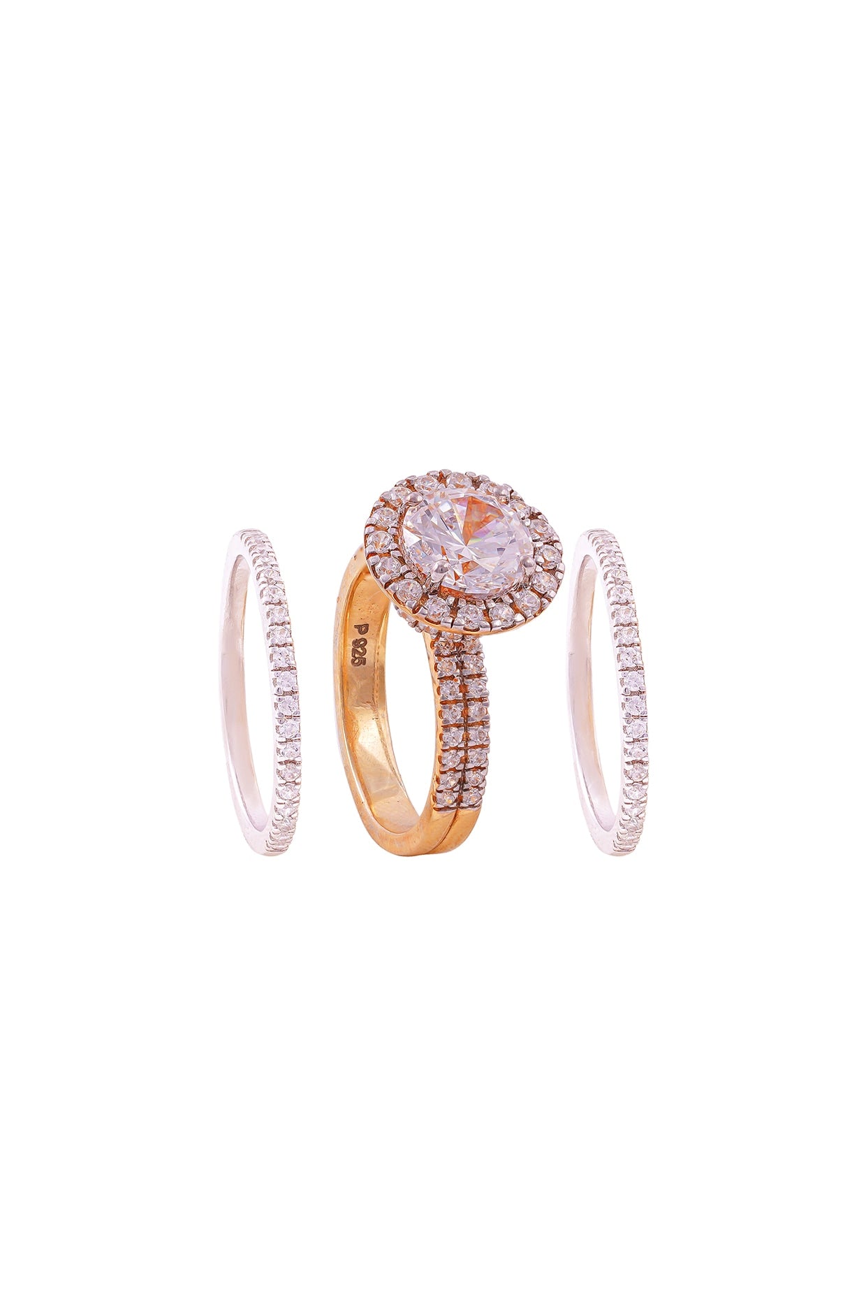 Rose Gold Finish 2-Carat Cubic Zirconia Solitaire Ring In sterling Silver