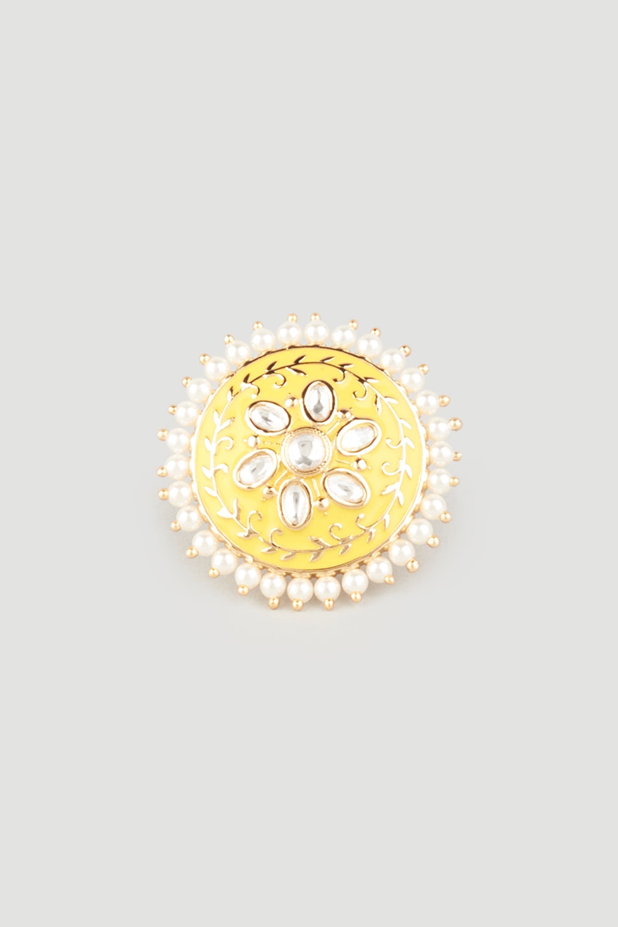 Gold Plated Meenakari Kundan Polki Ring