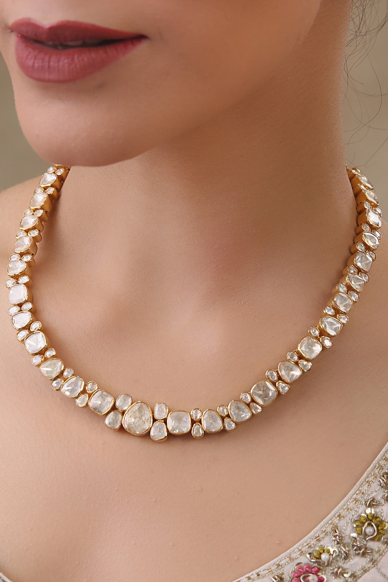 Gold Finish Moissanite Necklace