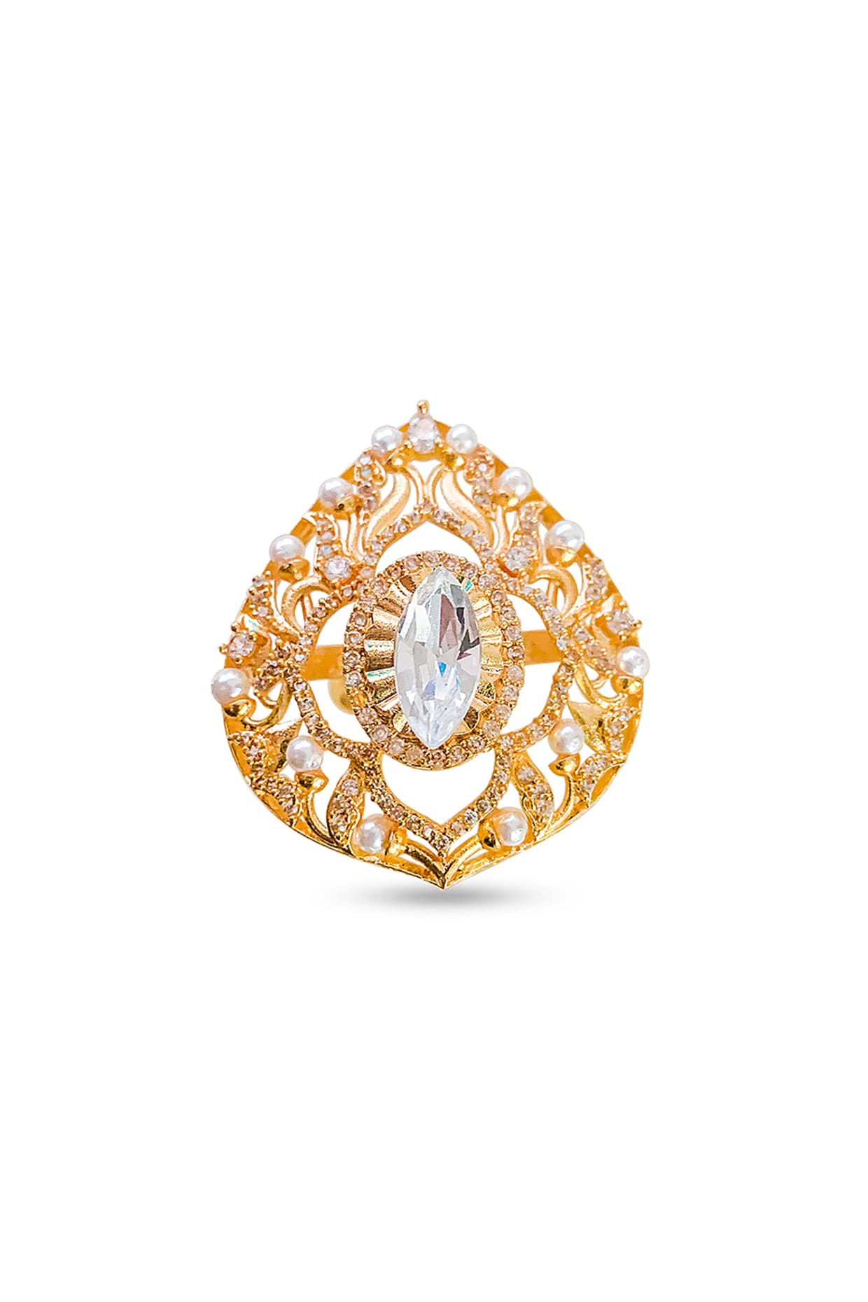 Gold Plated Kundan Polki Ring