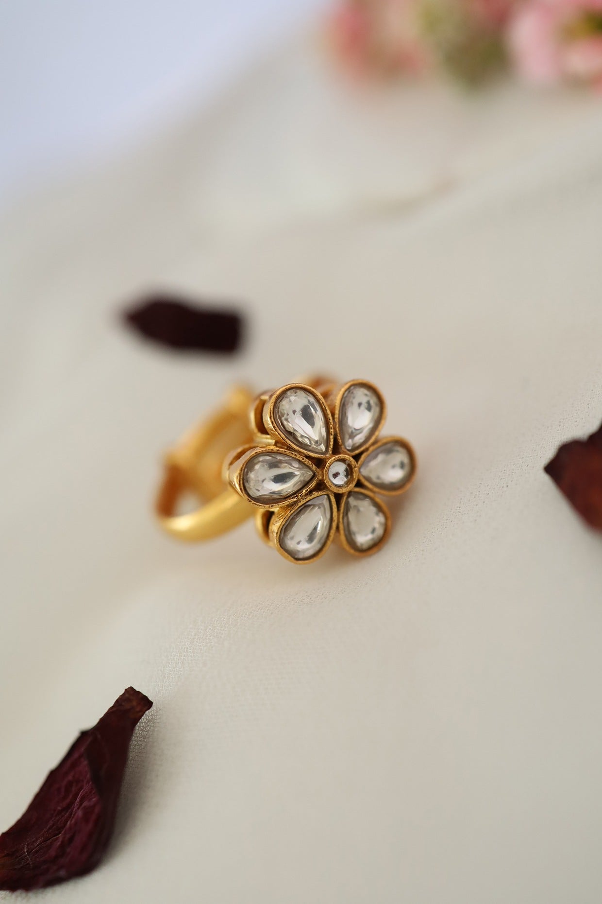 Gold Plated Floral Ring