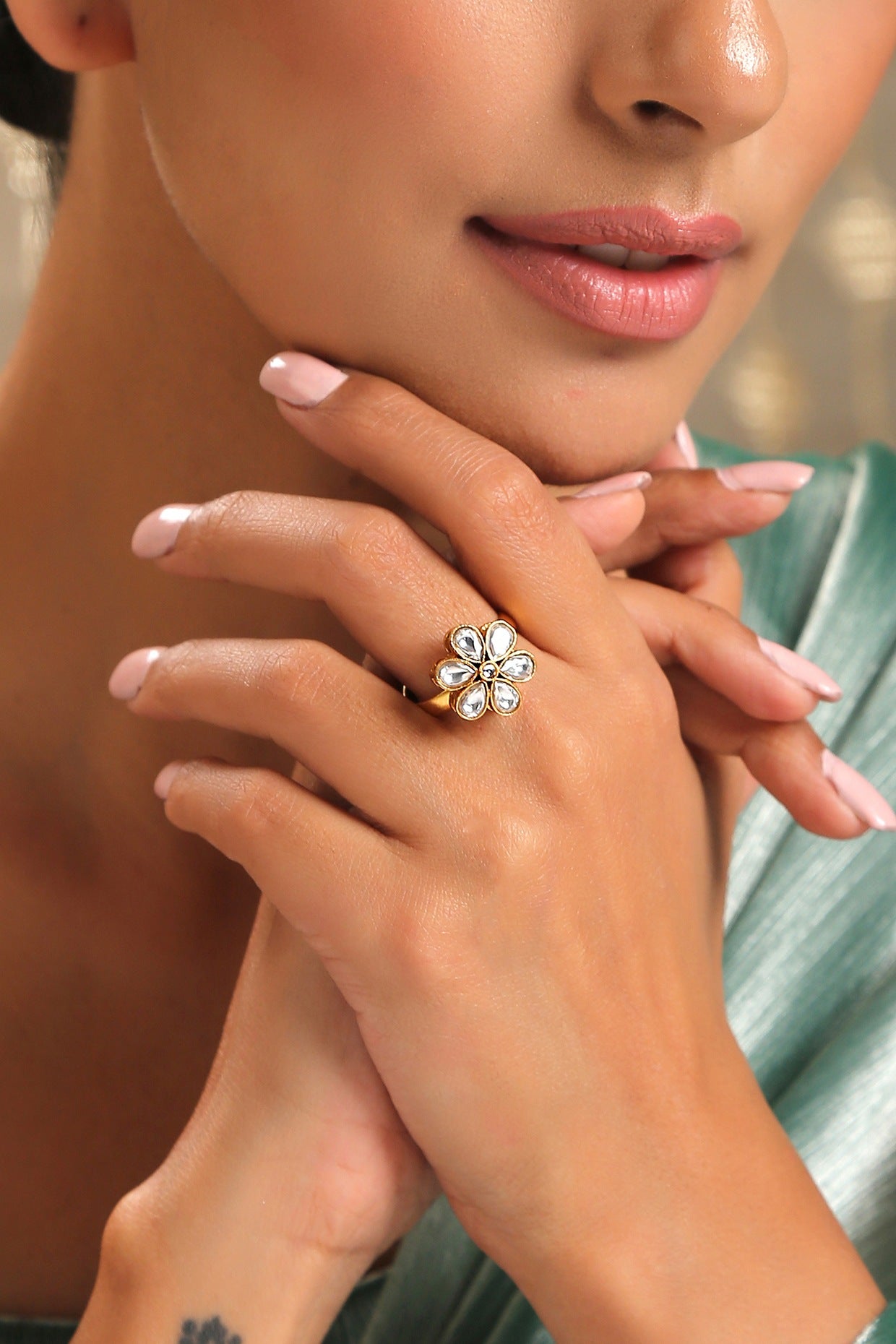 Gold Plated Floral Ring