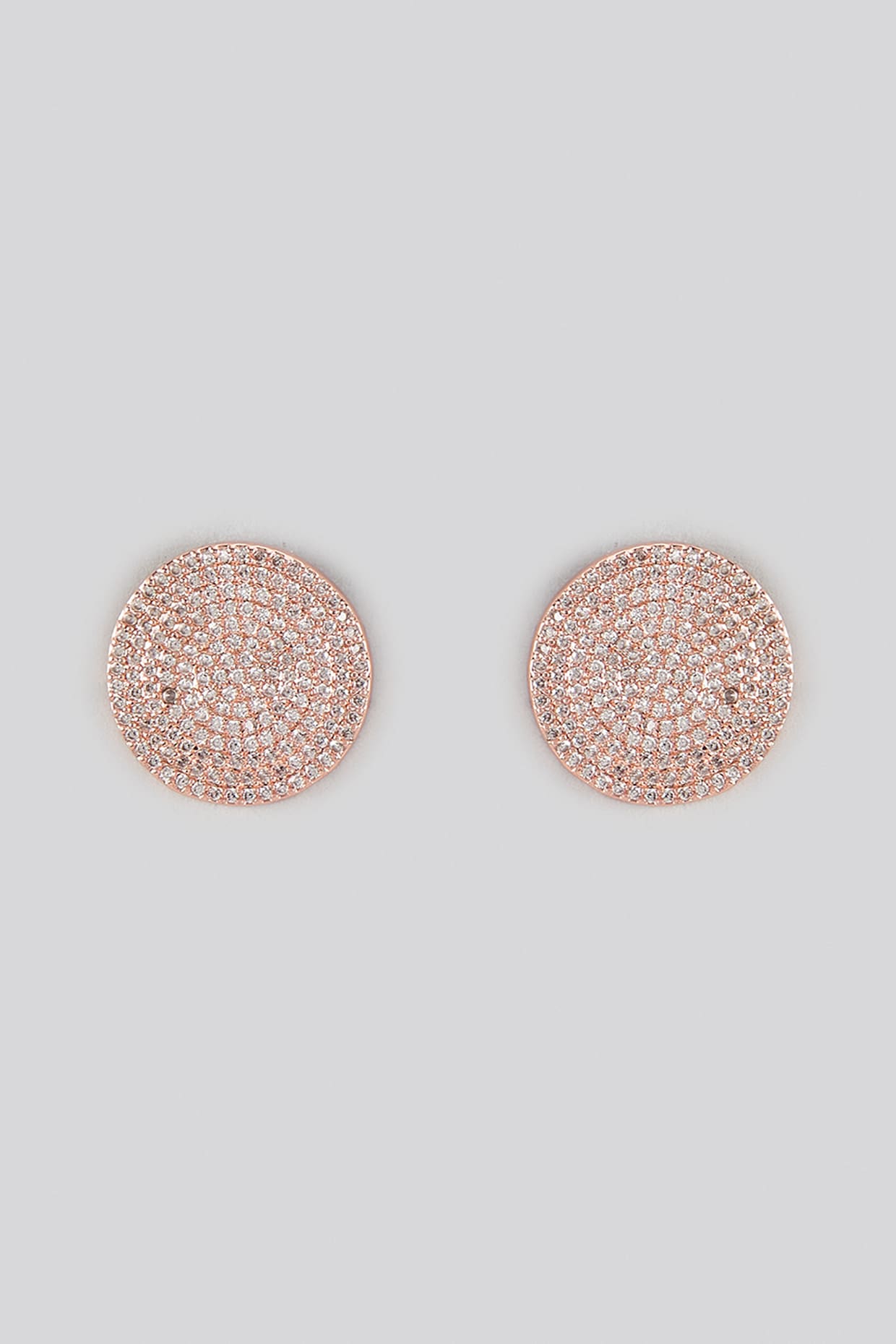 Rose Gold Finish Cubic Zirconia Stud Earrings With Ring