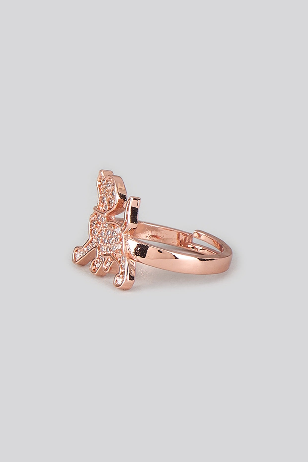 Rose Gold Finish Cubic Zirconia Stud Earrings With Ring