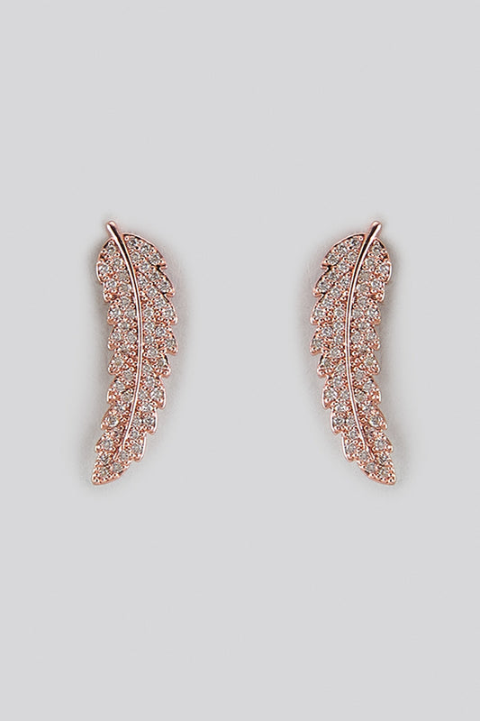 Rose Gold Finish Cubic Zirconia Stud Earrings With Bracelet