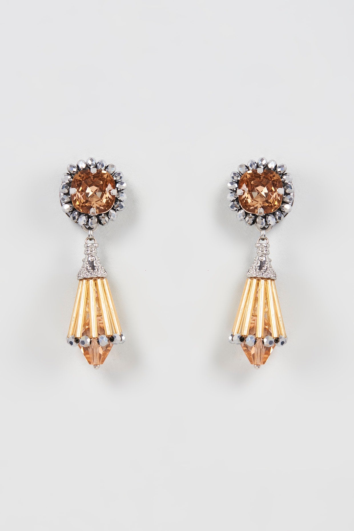 Gold Finish Crystal Drop Dangler Earrings