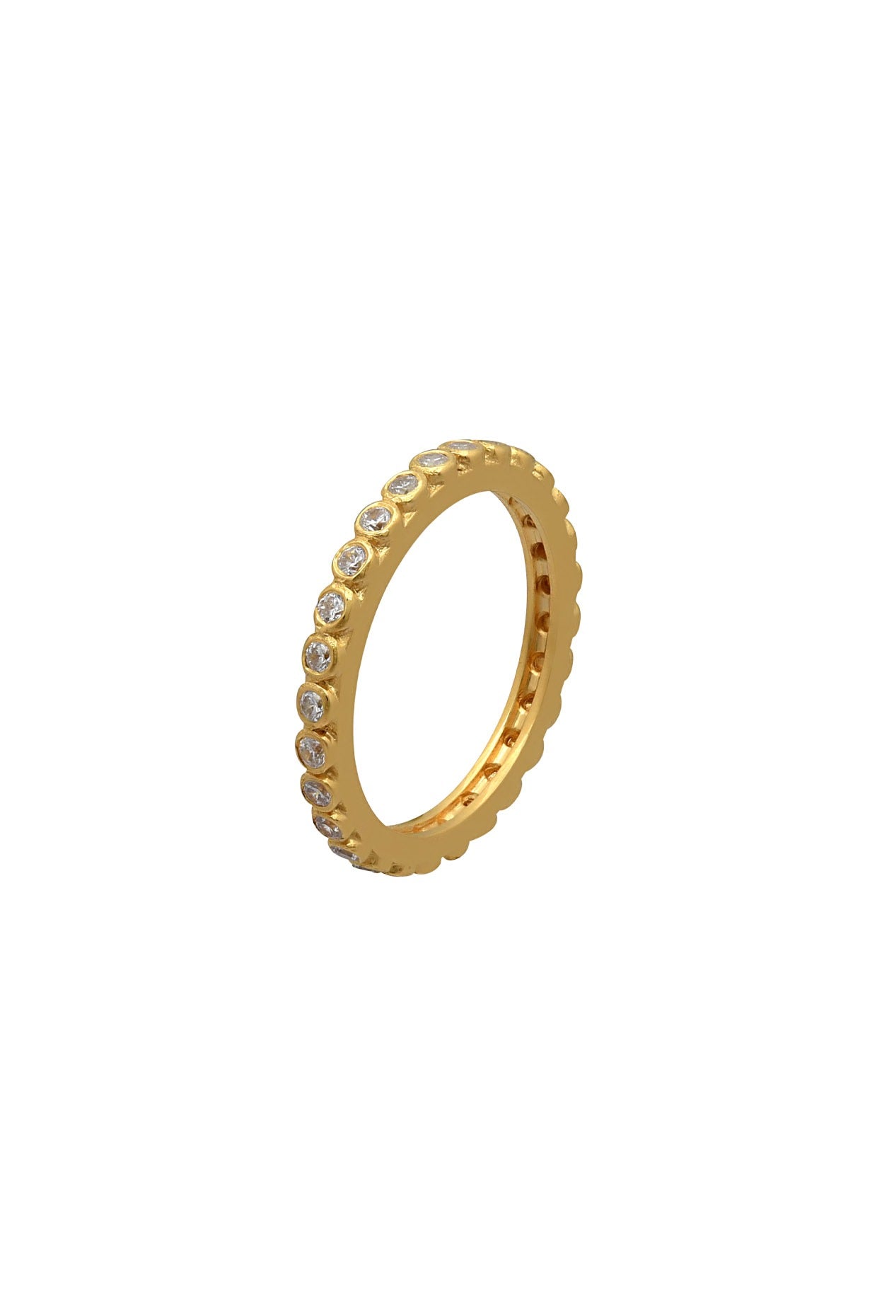 Gold Finish Enambeled Ring In Sterling Silver With Zircons