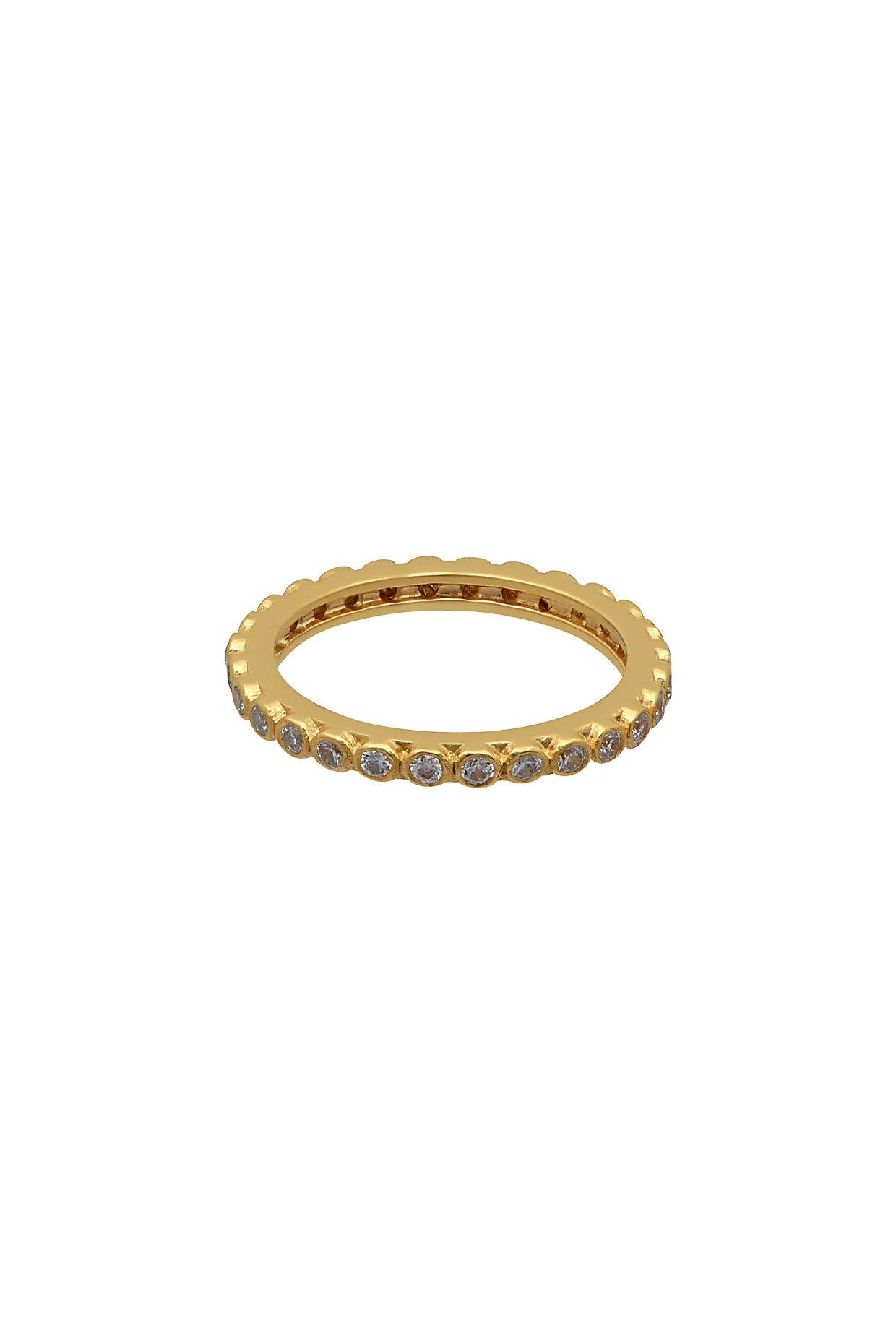 Gold Finish Enambeled Ring In Sterling Silver With Zircons