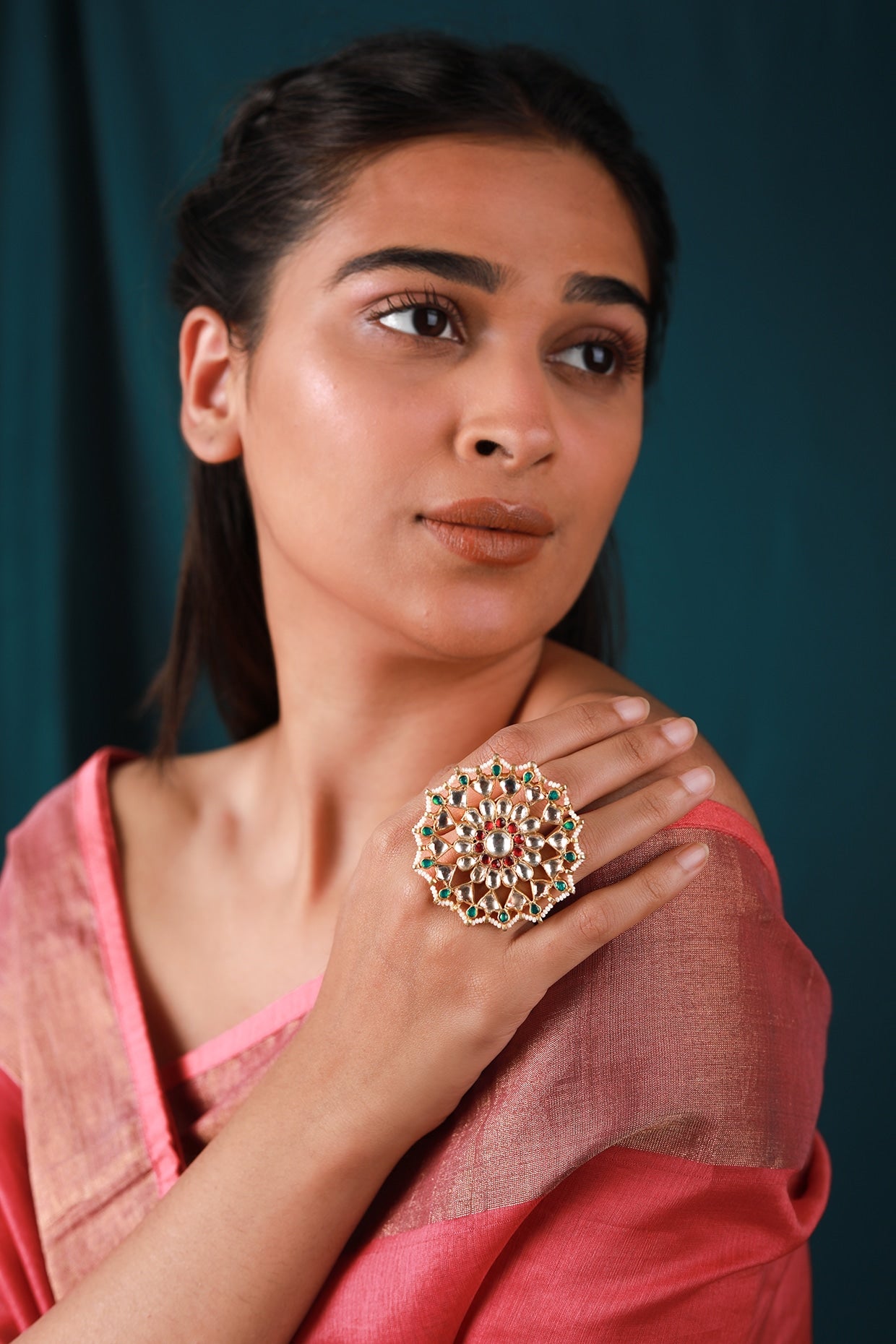 Gold Plated Pearl & Beaded Ring