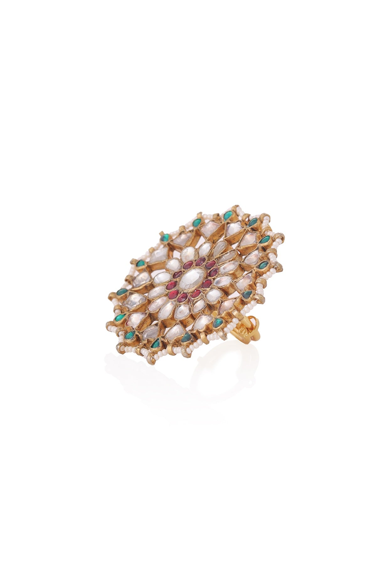 Gold Plated Pearl & Beaded Ring