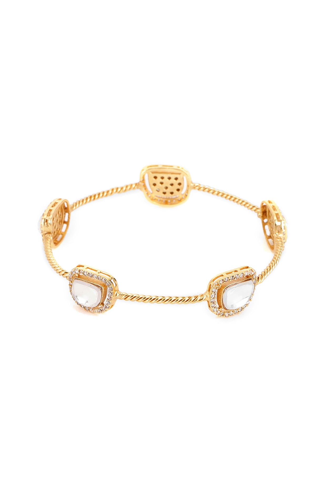 Gold Finish Kundan Polki Bangle