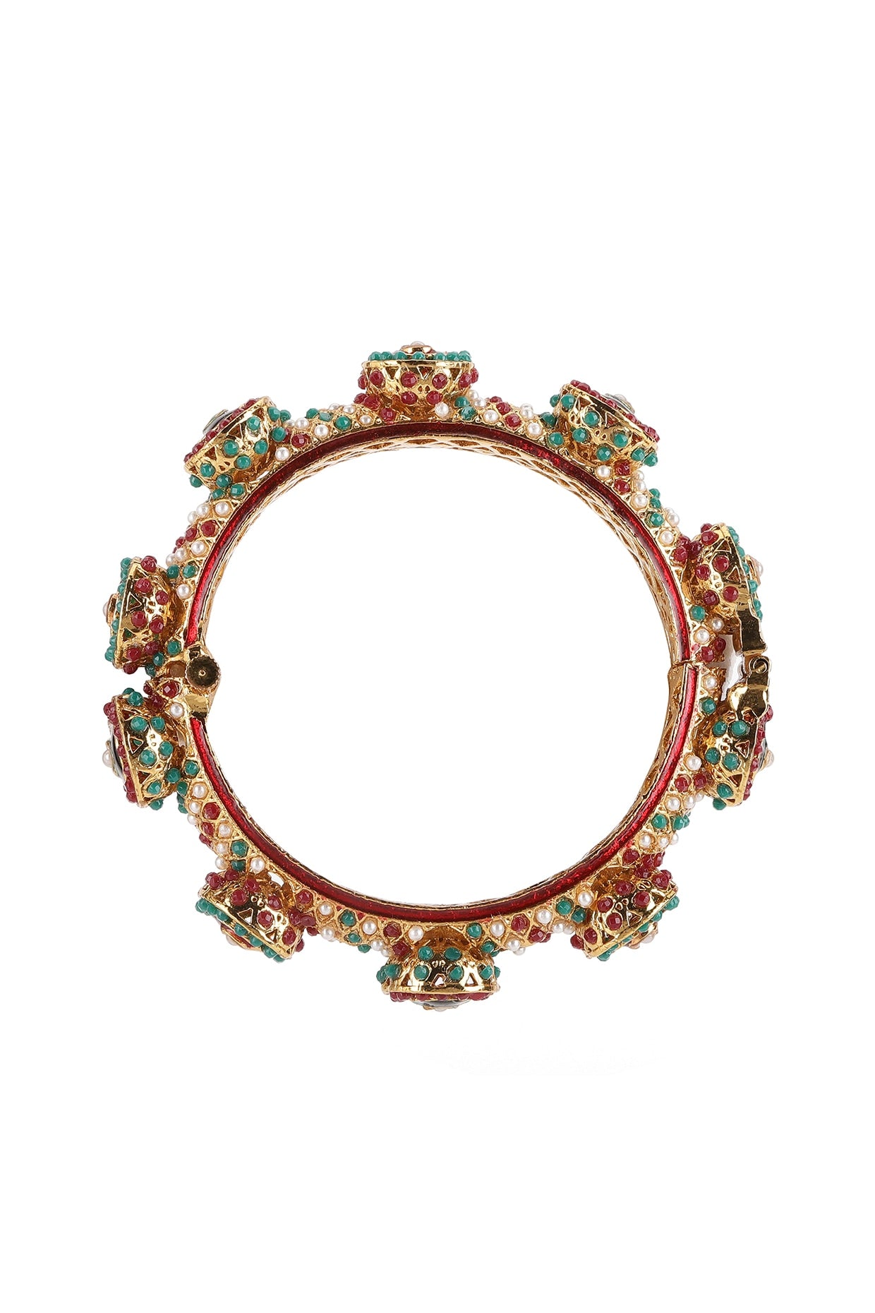 Gold Finish Multi-Colored Kundan Polki Bangle