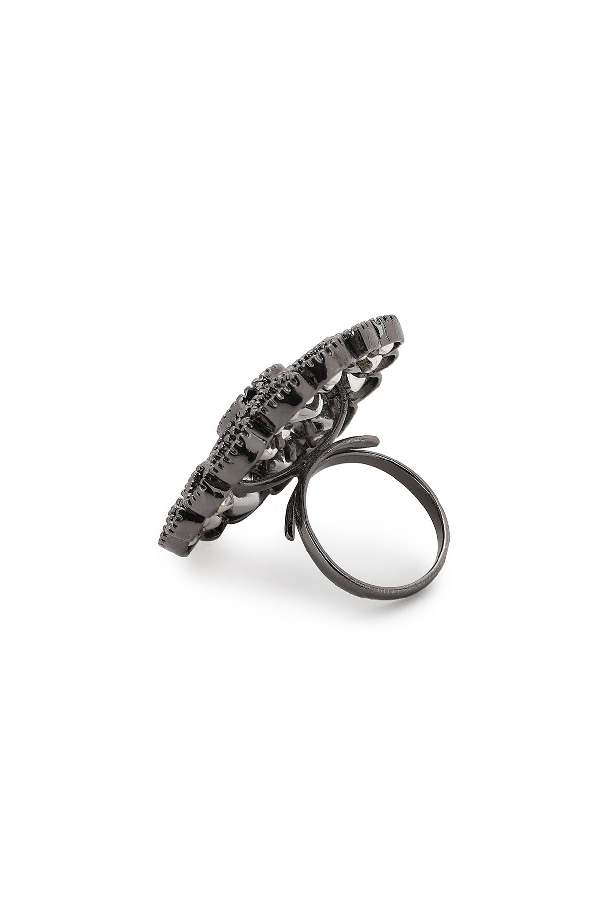 Black Rhodium Finish Stone Ring