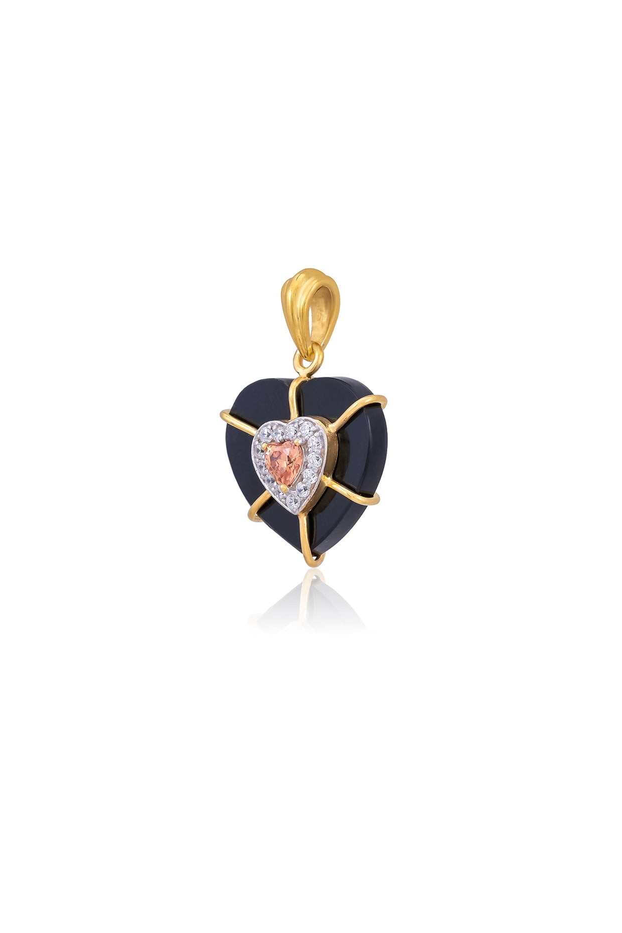 Gold Plated Swarovski & Cubic Zirconia Heart Pendant Necklace In Sterling Silver