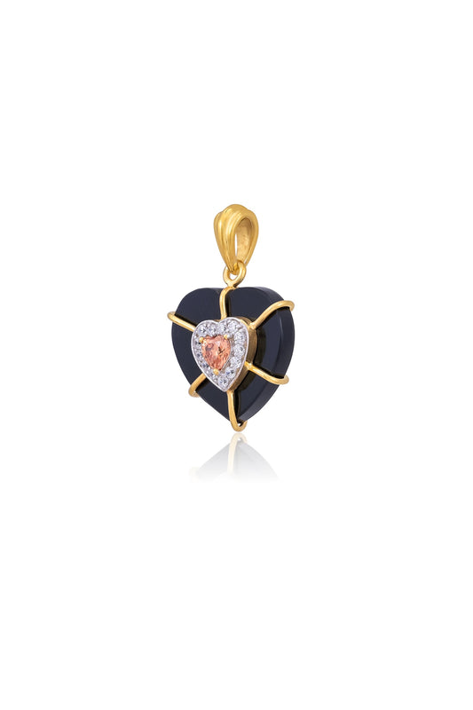 Gold Plated Swarovski & Cubic Zirconia Heart Pendant Necklace In Sterling Silver