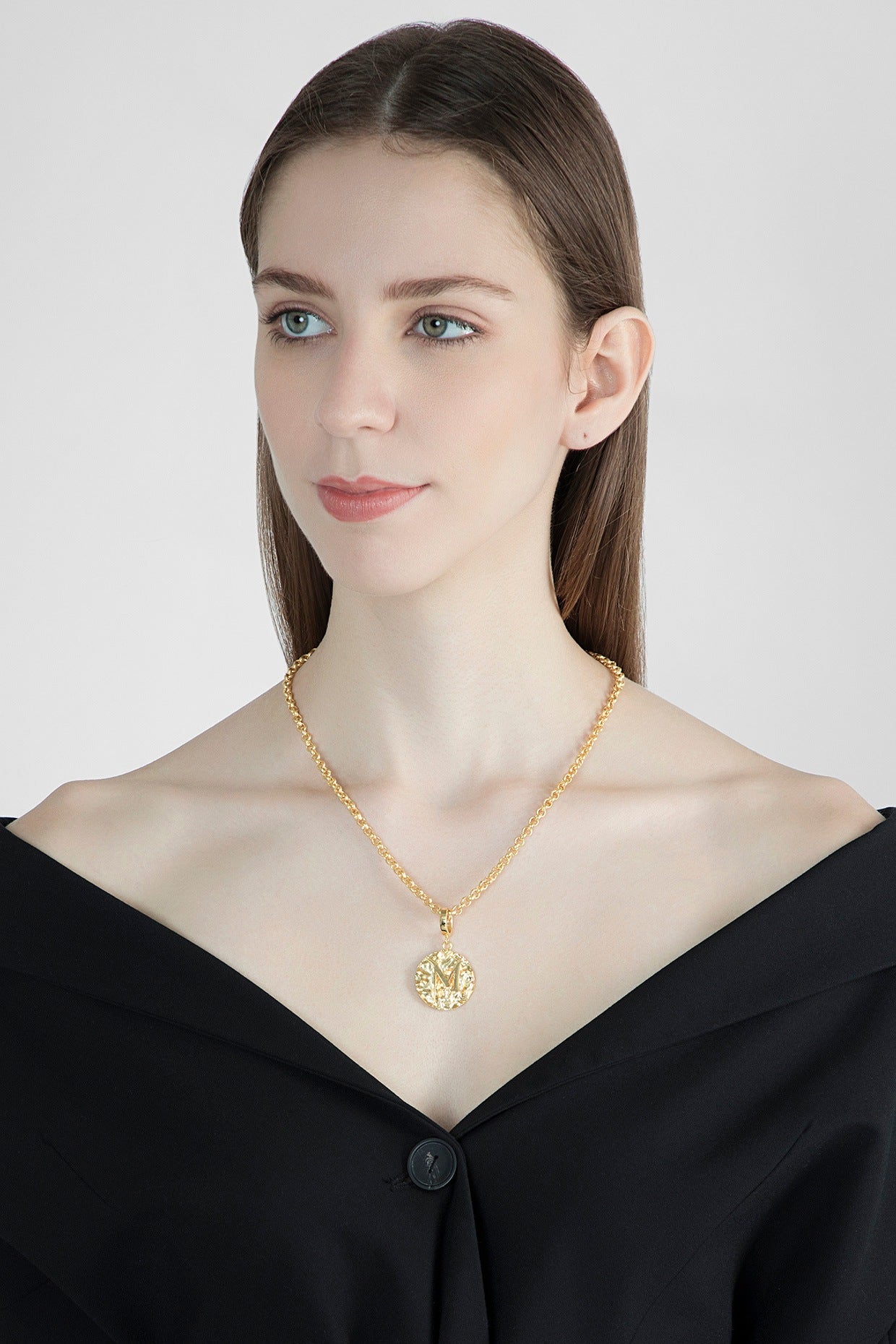 Gold Finish Princess Style Chain Necklace
