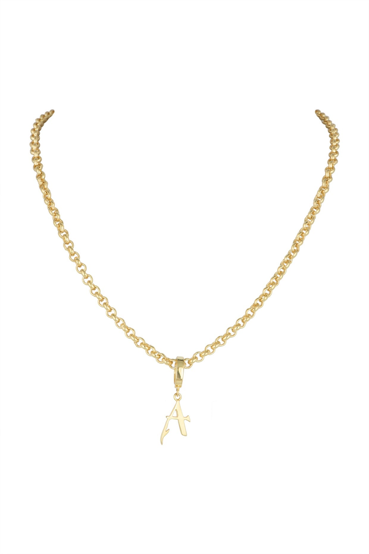 Gold Finish Princess Alphabet Necklace
