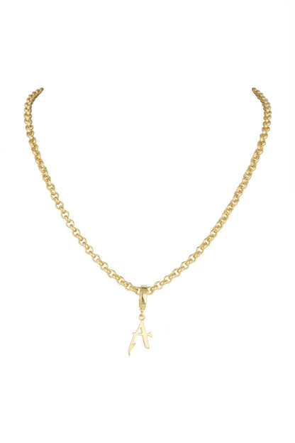 Gold Finish Princess Alphabet Necklace