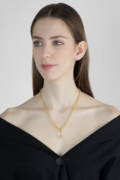 Gold Finish Princess Alphabet Necklace