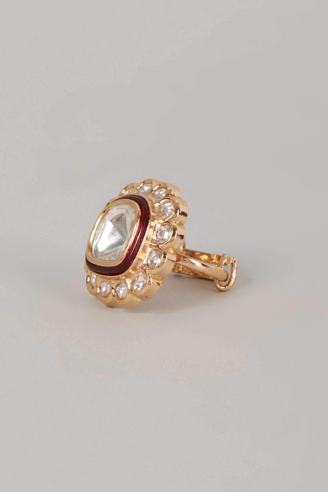 Gold Finish Kundan Polki Ring