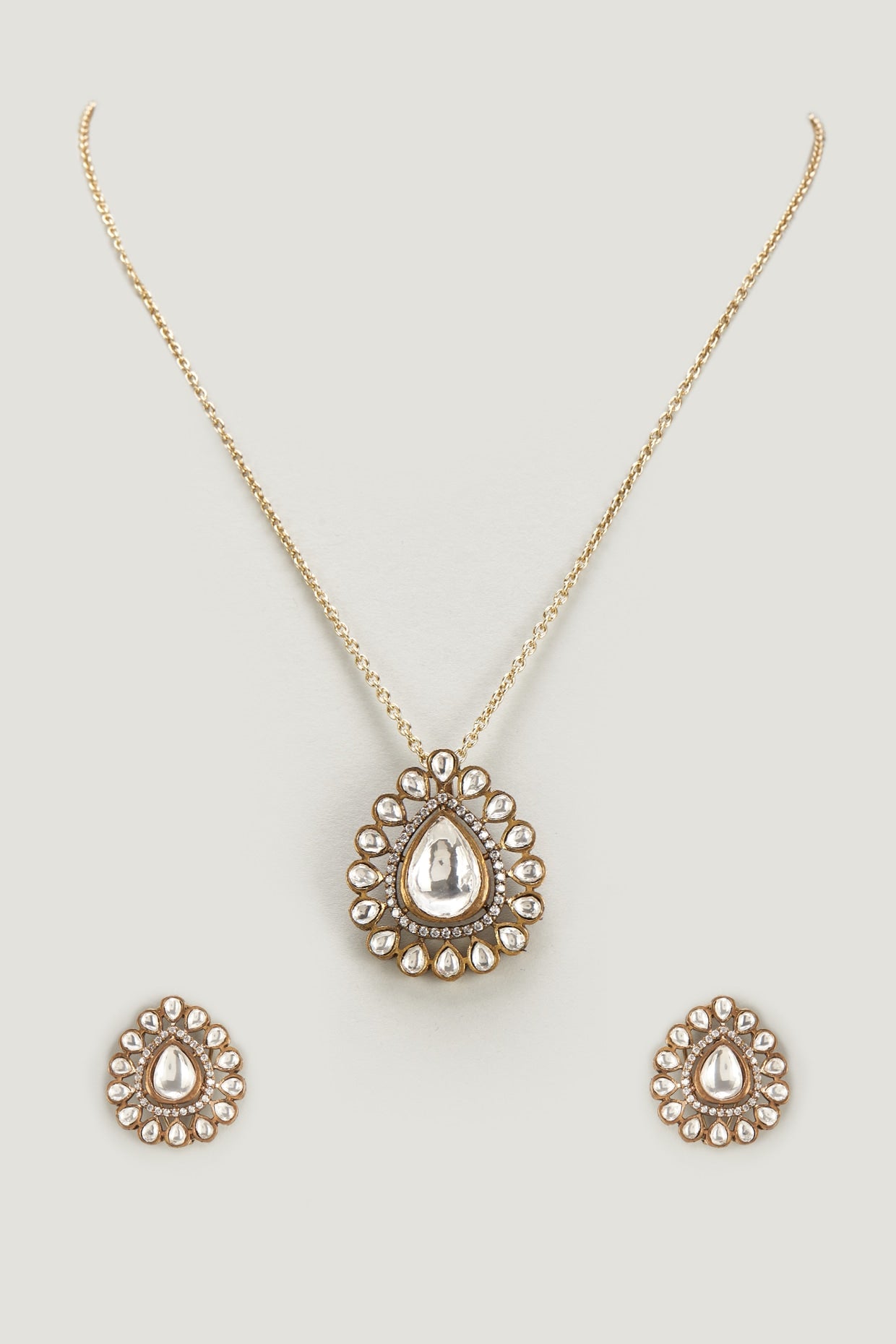 Kundan Polki Pendant Necklace Set