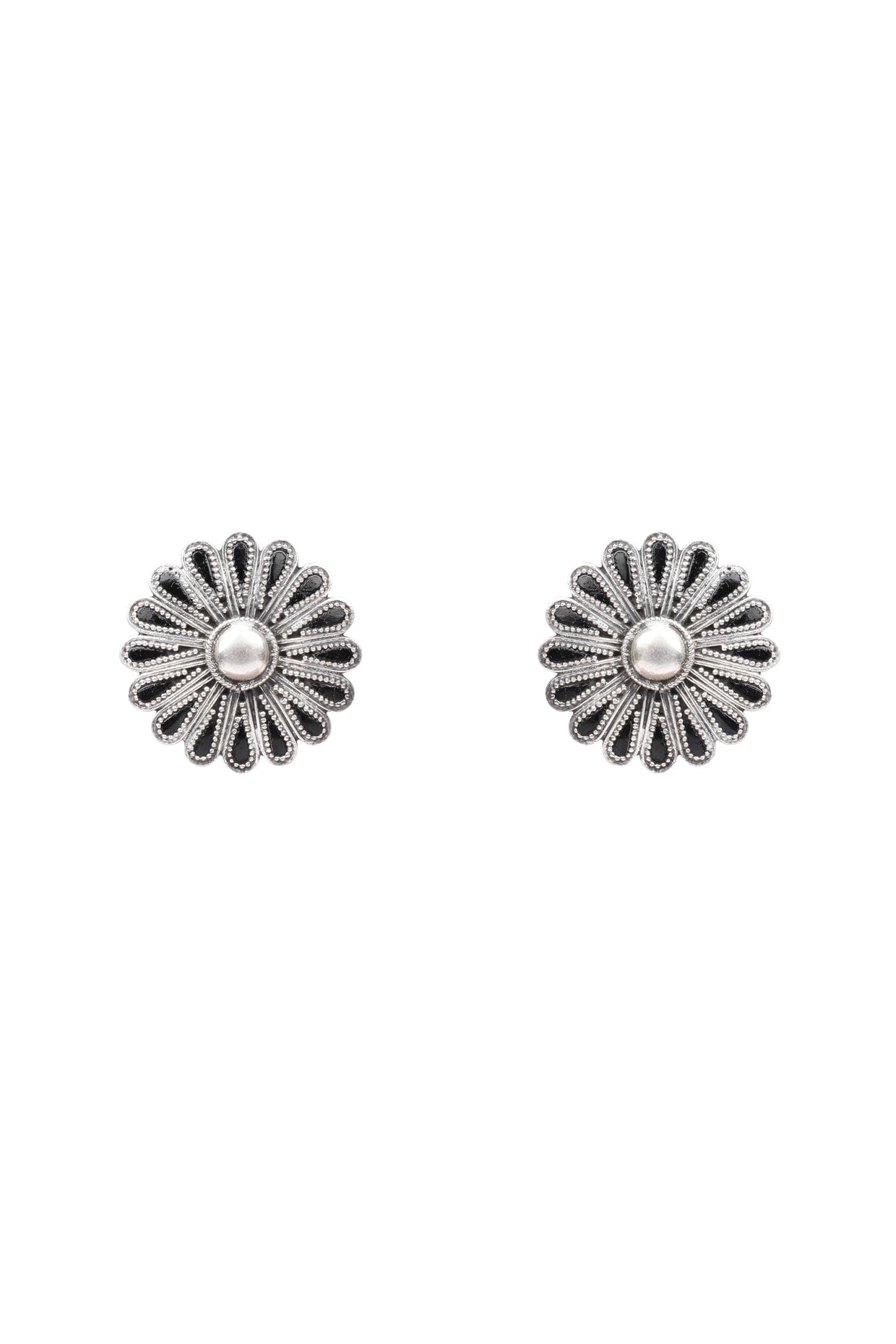 Silver Finish Handcrafted Stud Earrings In Sterling Silver