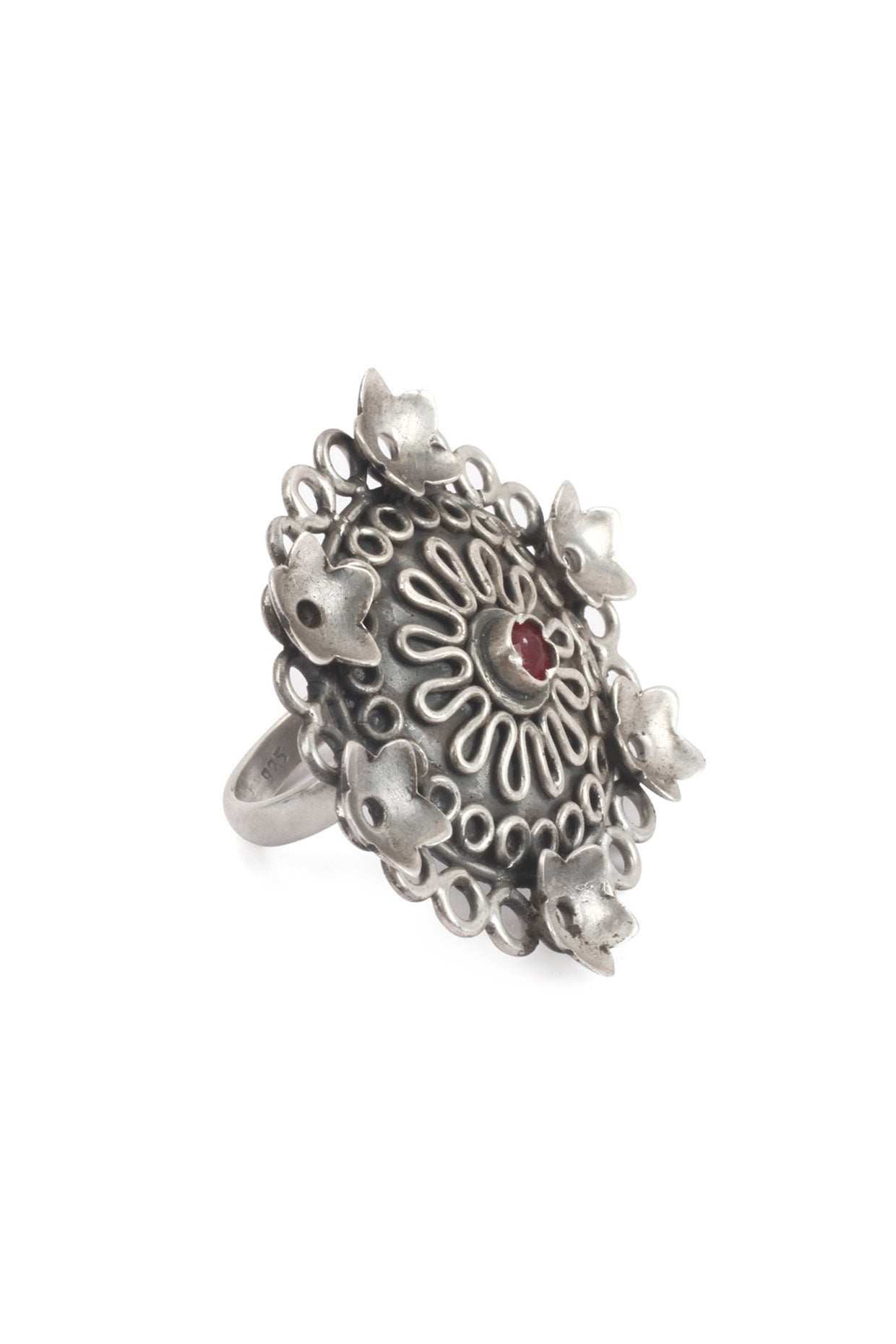 Silver Finish Handcrafted Ring In Sterling Silver