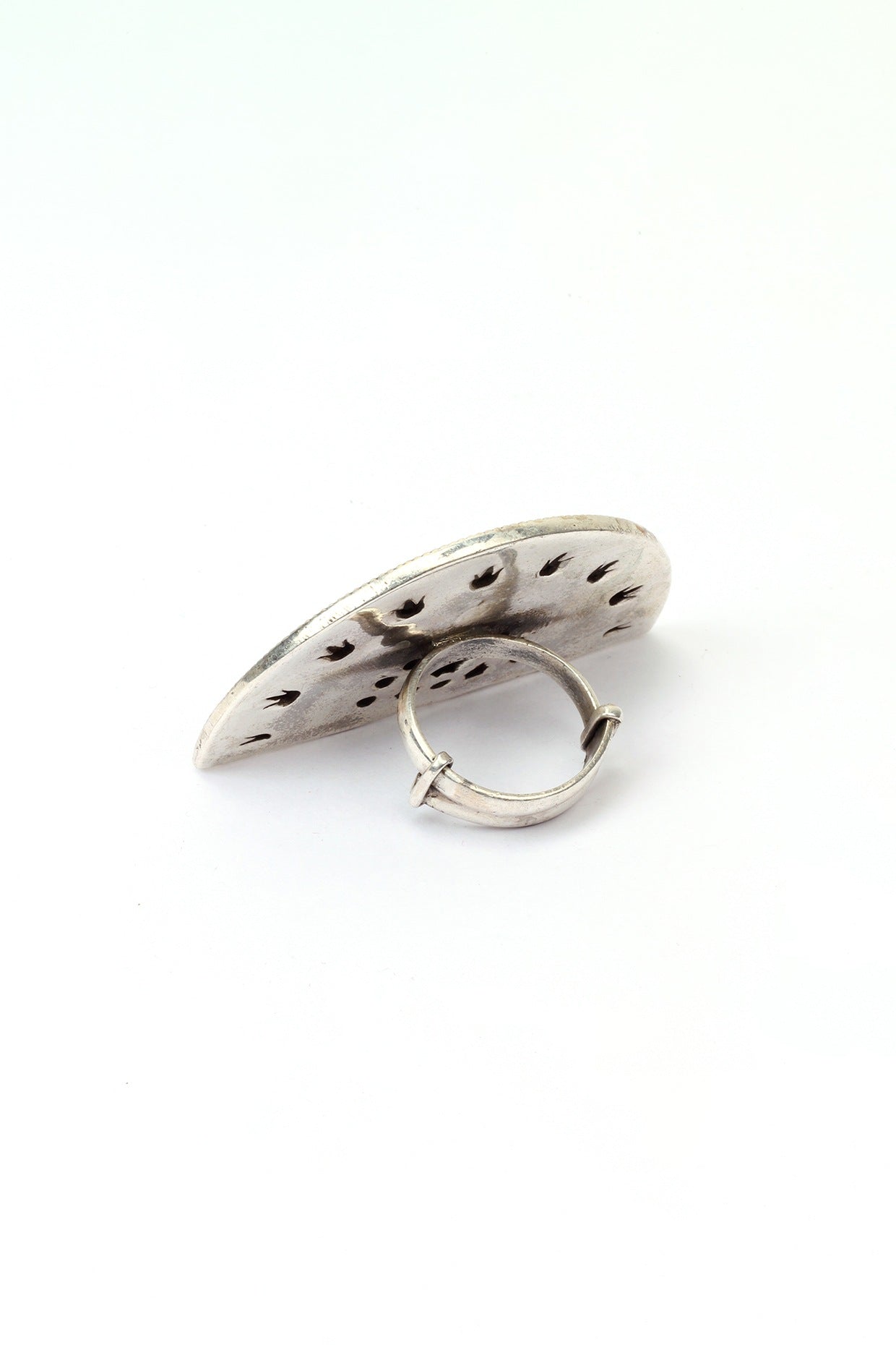 Gold Plated Silver Handcrafted Adjustable Ring In Sterling Silver