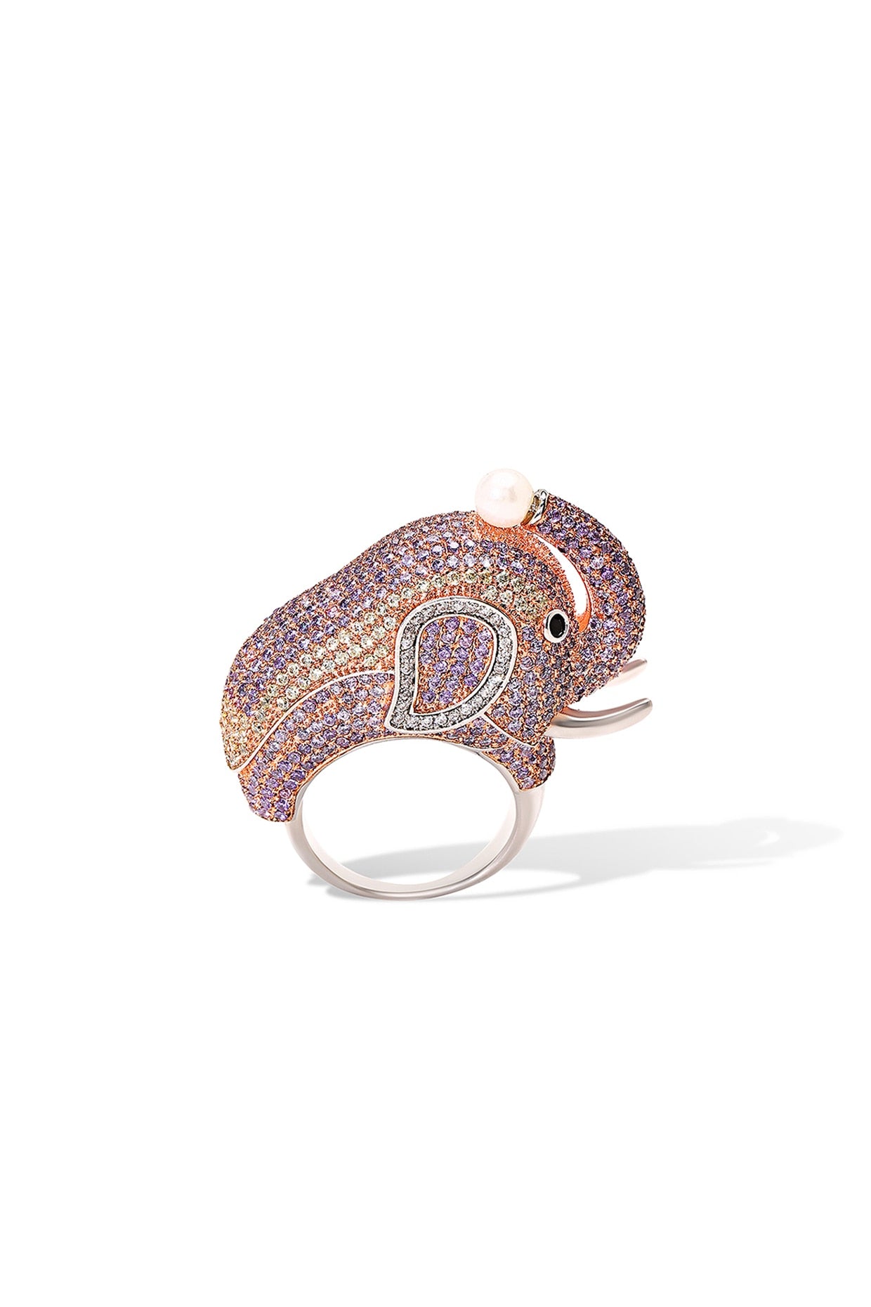 Gold Finish Zircon Infinity Tusk Ring