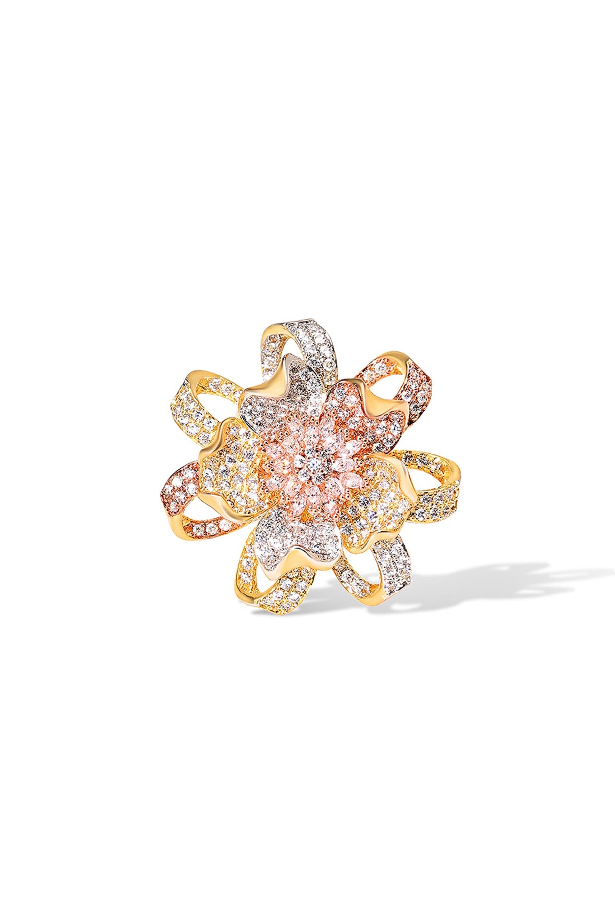 Gold Finish Zircon Reef Flora Ring