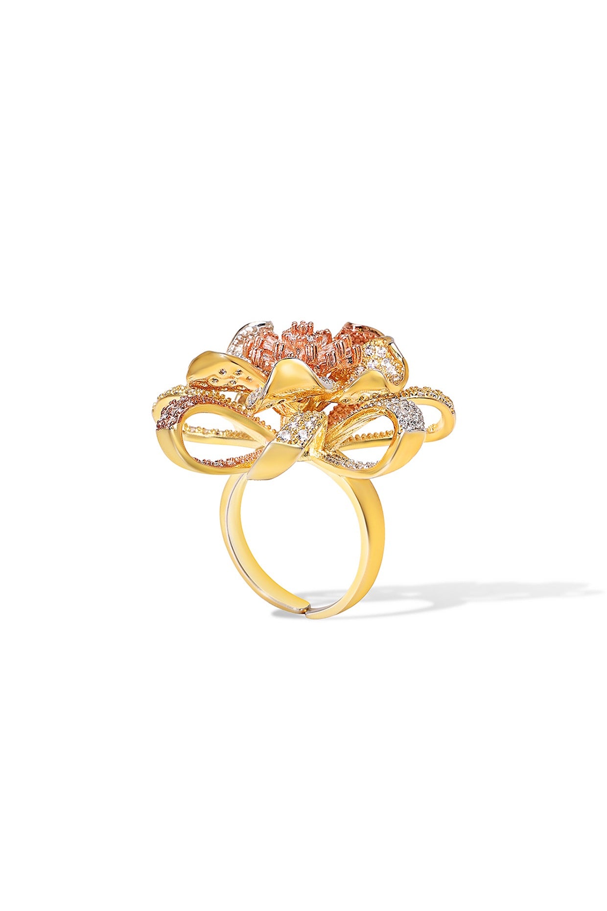 Gold Finish Zircon Reef Flora Ring