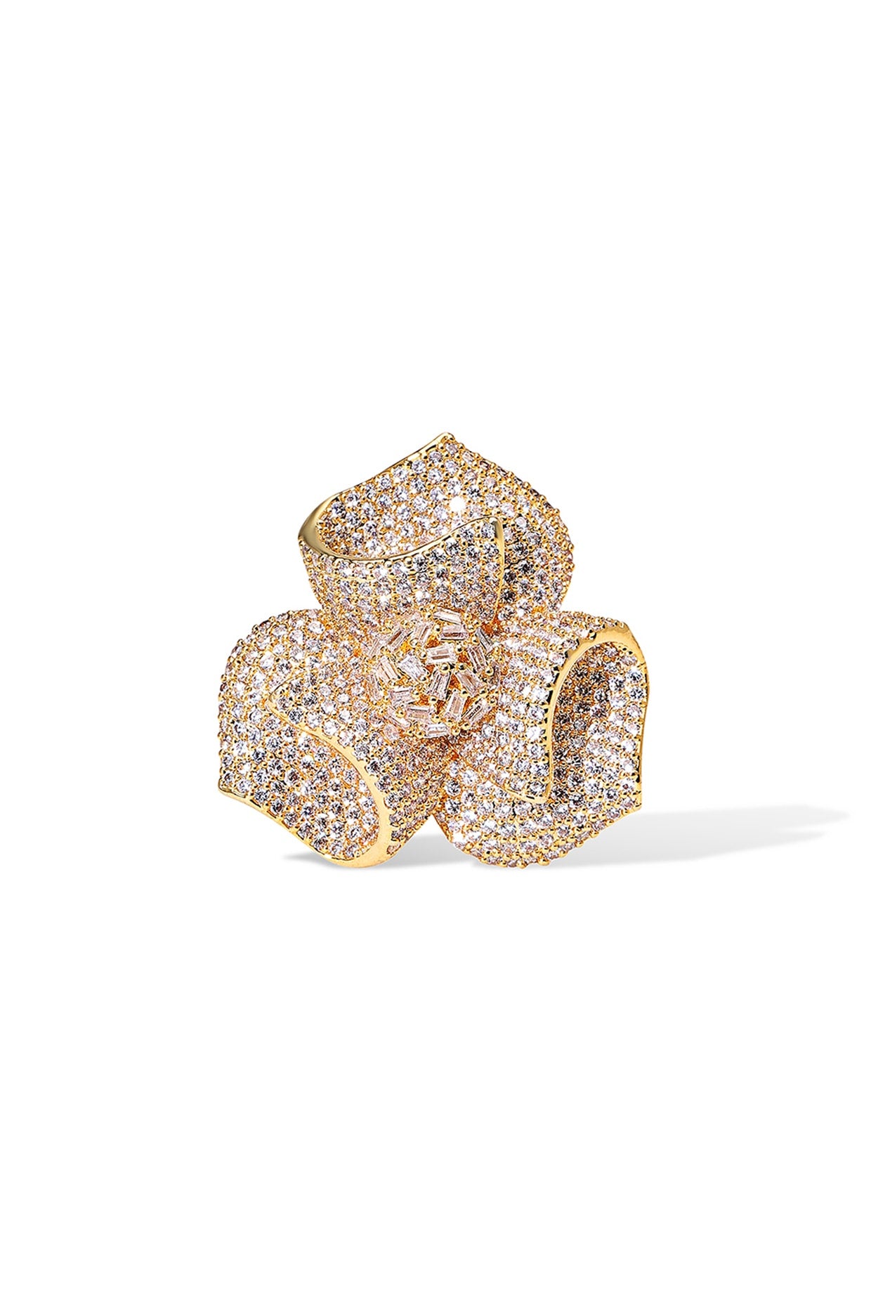 Gold Finish Zircon Snow Gem Ring