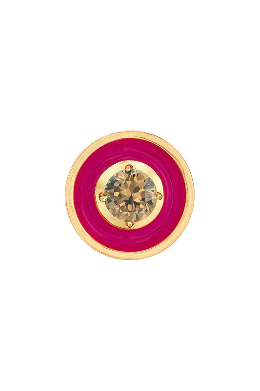 Gold Finish Pink Enameled Ring