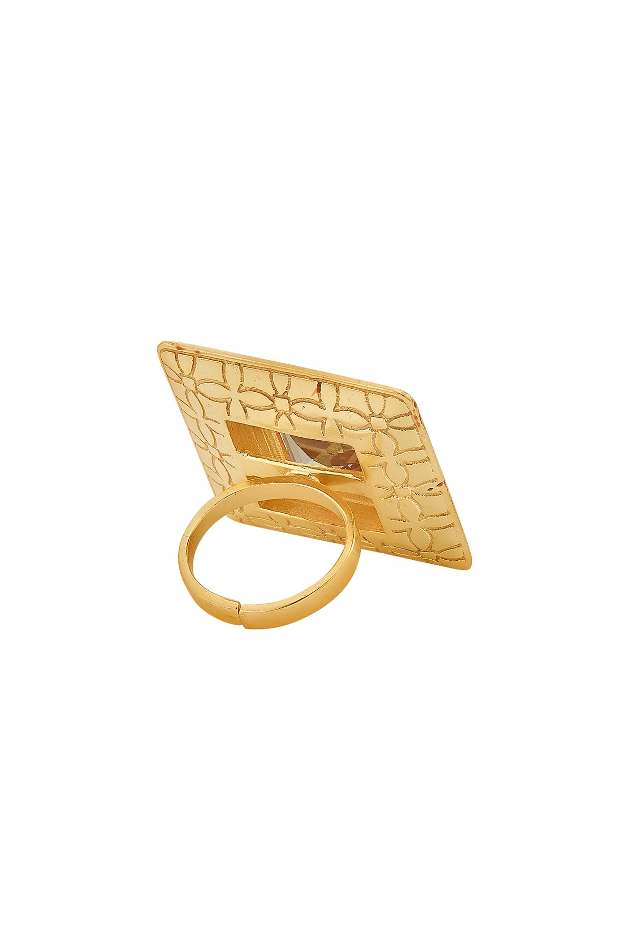 Gold Finish Brown Enameled Ring