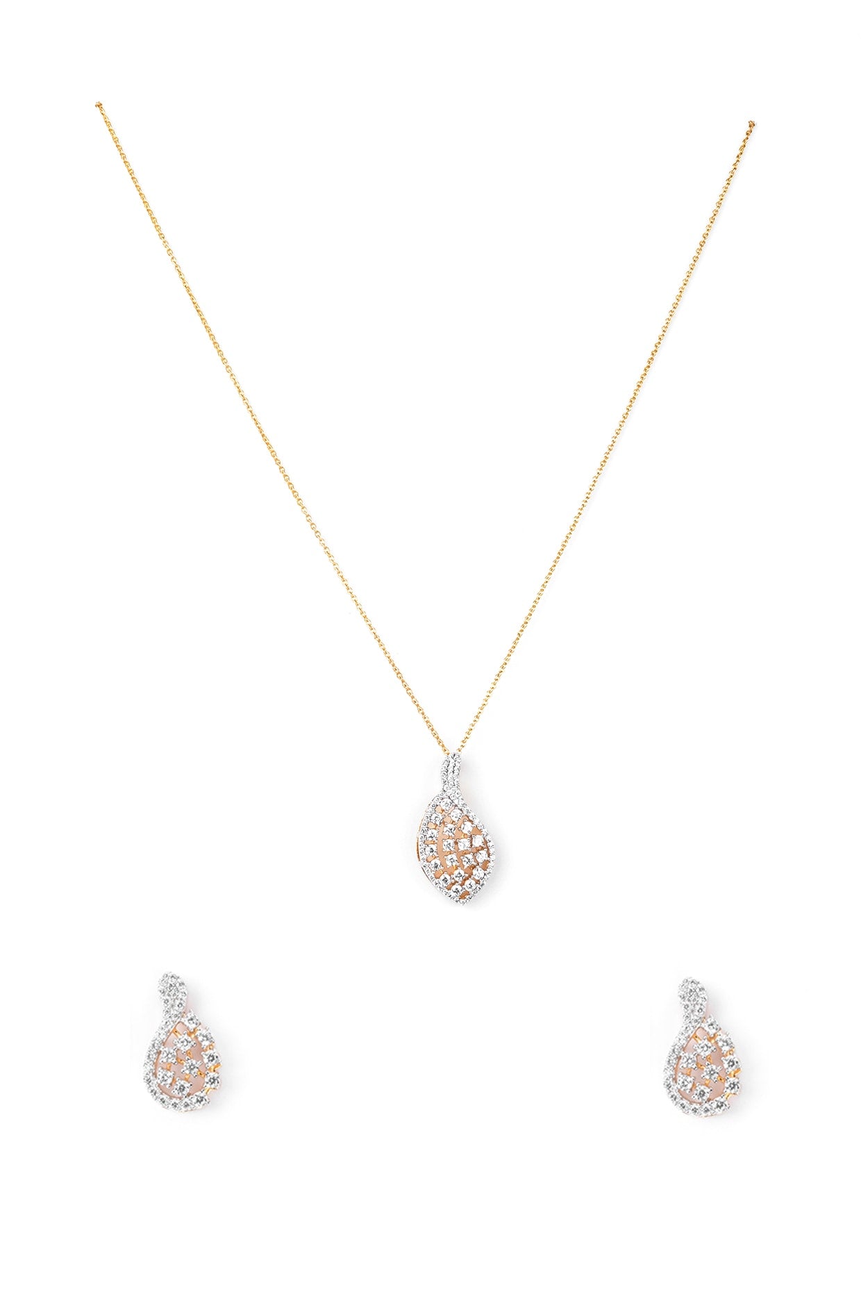 Gold Plated Zircon Necklace Set In Sterling Silver