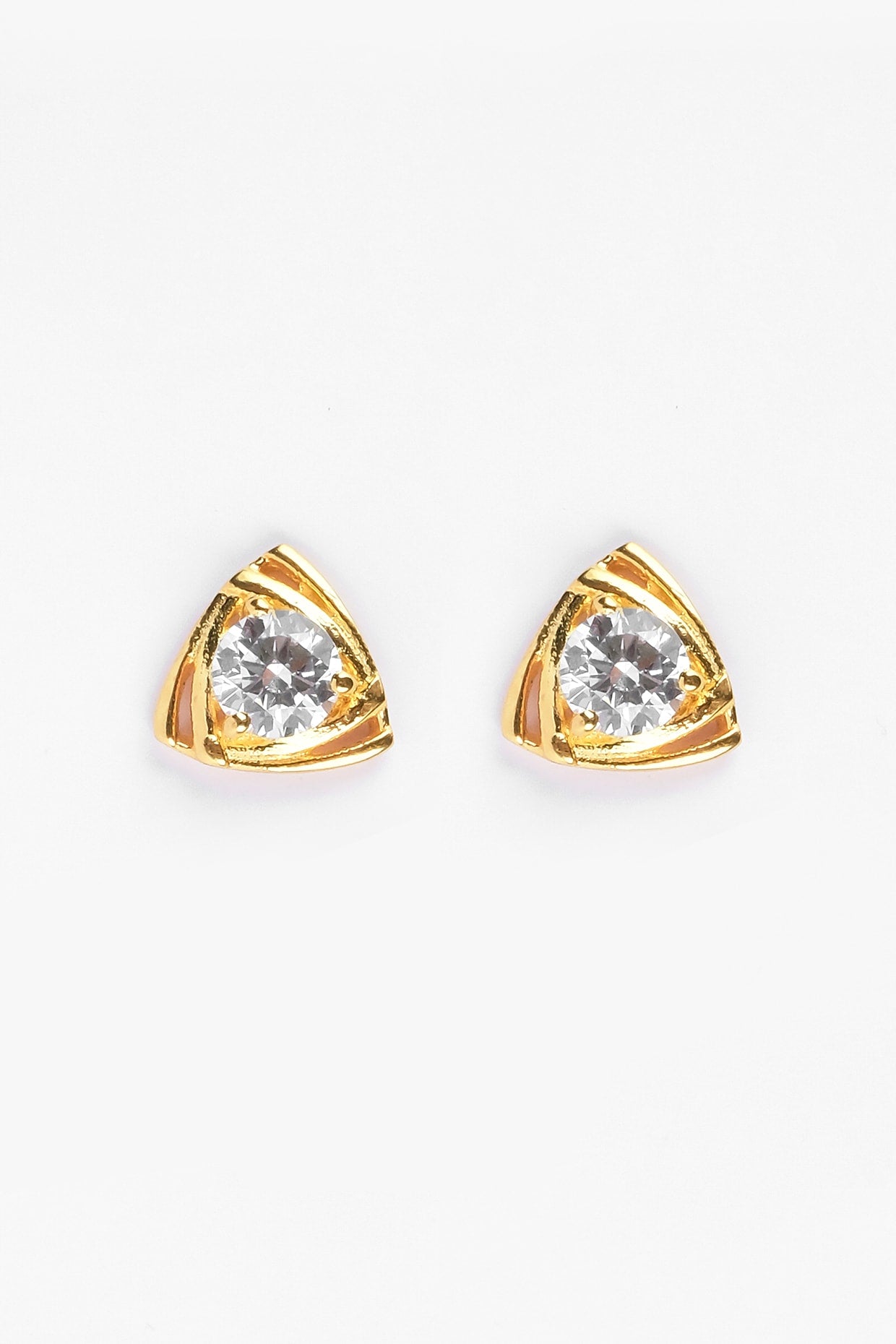 Gold Plated Zircon Stud Earrings In Sterling Silver