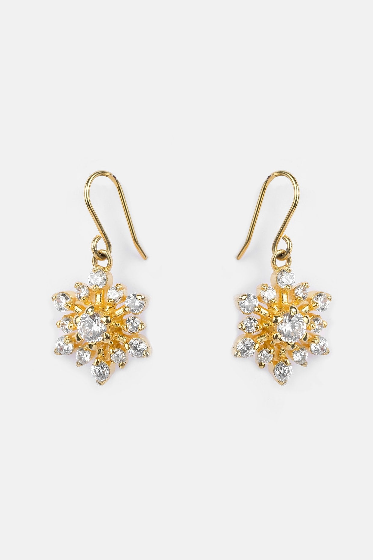 Gold Plated Zircon Stud Earrings In Sterling Silver