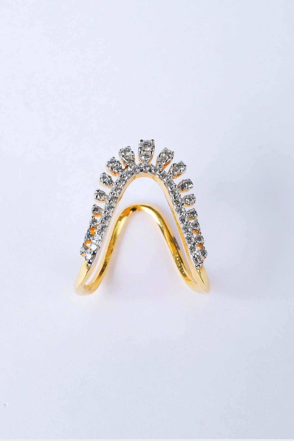 Gold Plated Zircon Ring In Sterling Silver