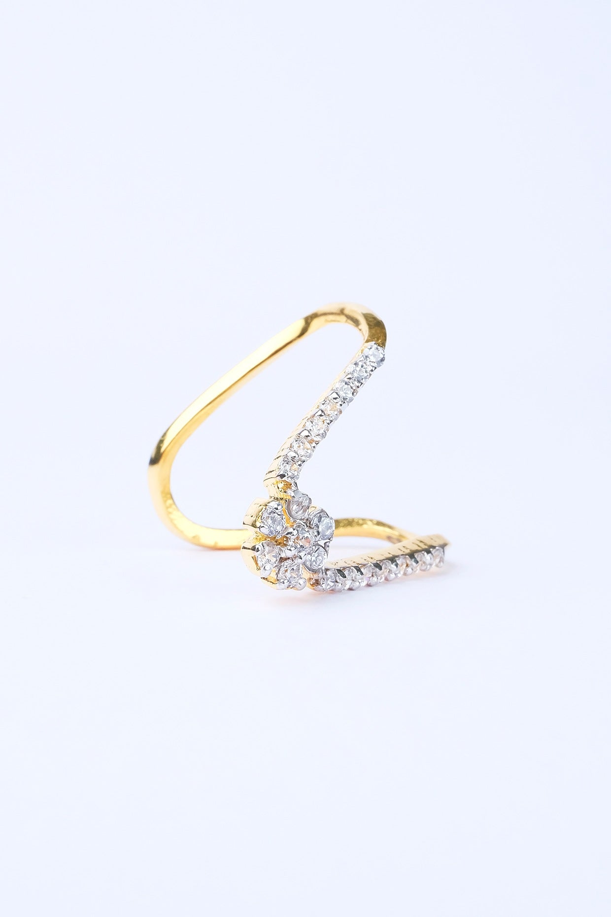 Gold Plated Zircon Ring In Sterling Silver