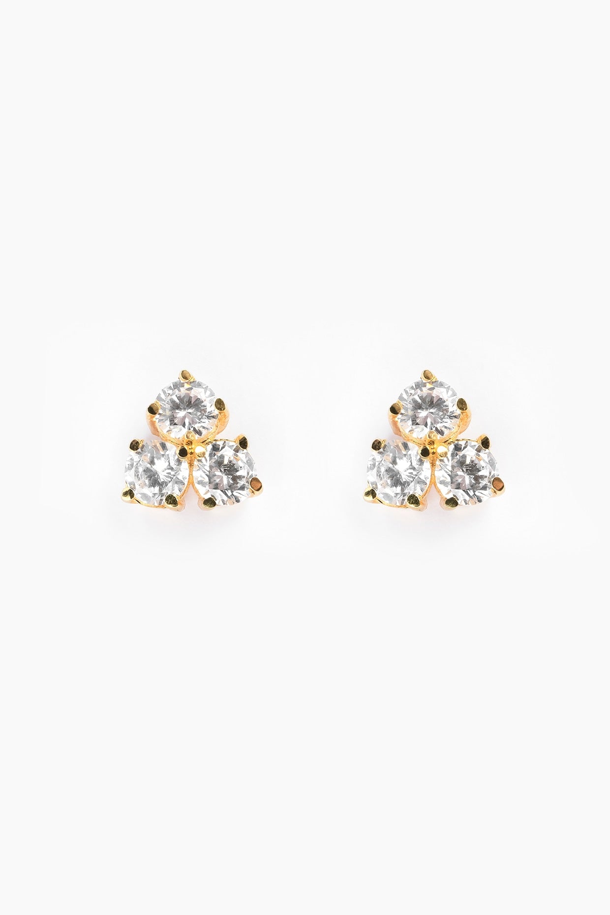 Gold Plated Zircon Stud Earrings In Sterling Silver