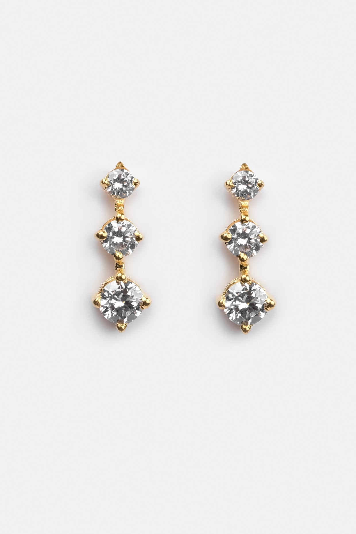 Gold Plated Zircon Dangler Earrings In Sterling Silver